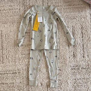 MORI Kids Pajama Set - Soft Gray Penguin Design